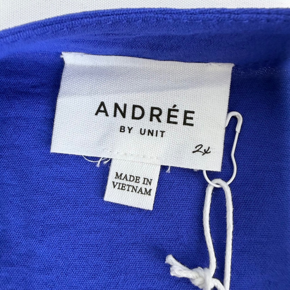 Andree by Unit Oversized Blouse Womens 2X‎ Blue NEW V Neck Boxy Top Fits 3X - Picture 8 of 8
